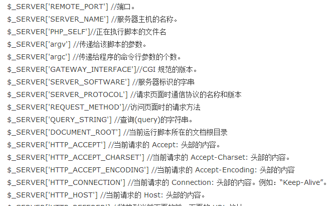 PHP $_SERVER大全详解